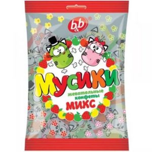 Chewy candies "Musiki" (mix) (Apple, Orange, Musk strawberry, Lemon)
