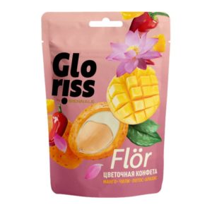 حلوى الفول السوداني "FLÖR" في طلاء الشوكولاتة البيضاء بنكهة المانجو والفلفل الحار واللوتس